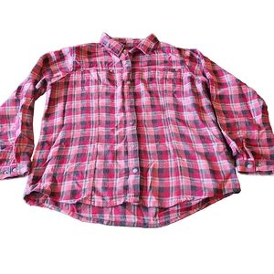 Woolrich Ruby red and black plaid snap front heavyweight flannel shirt size XL